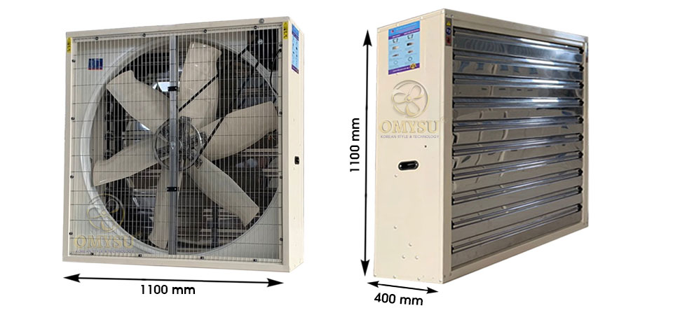kích thước quạt thông gió vuông BMF 1100 STD sơn tĩnh điện